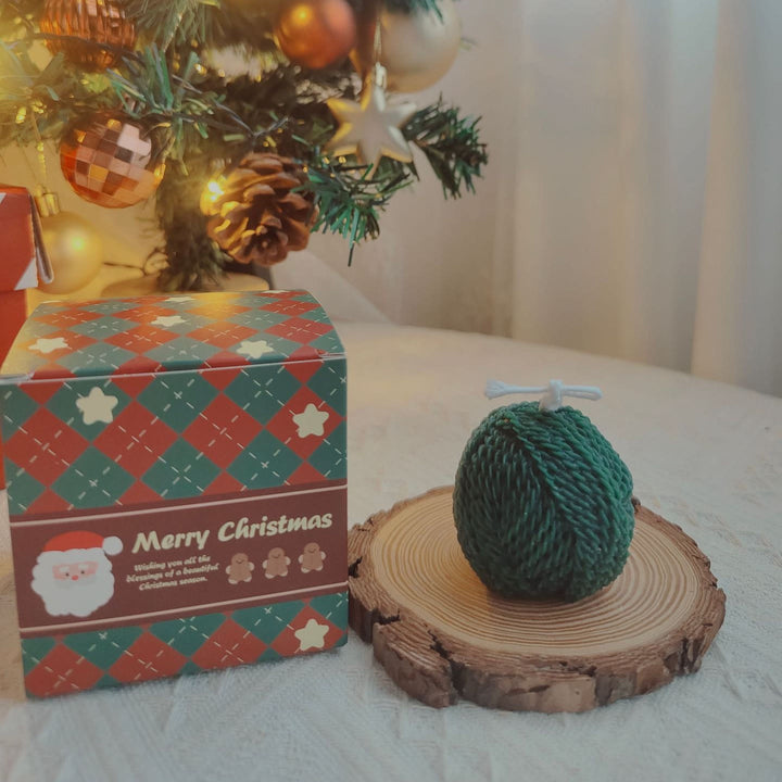 Olivenorma Engraved Glove Yarn Ball Christmas Sock Candle - Green Yarn Ball-5*5*5cm - image 6