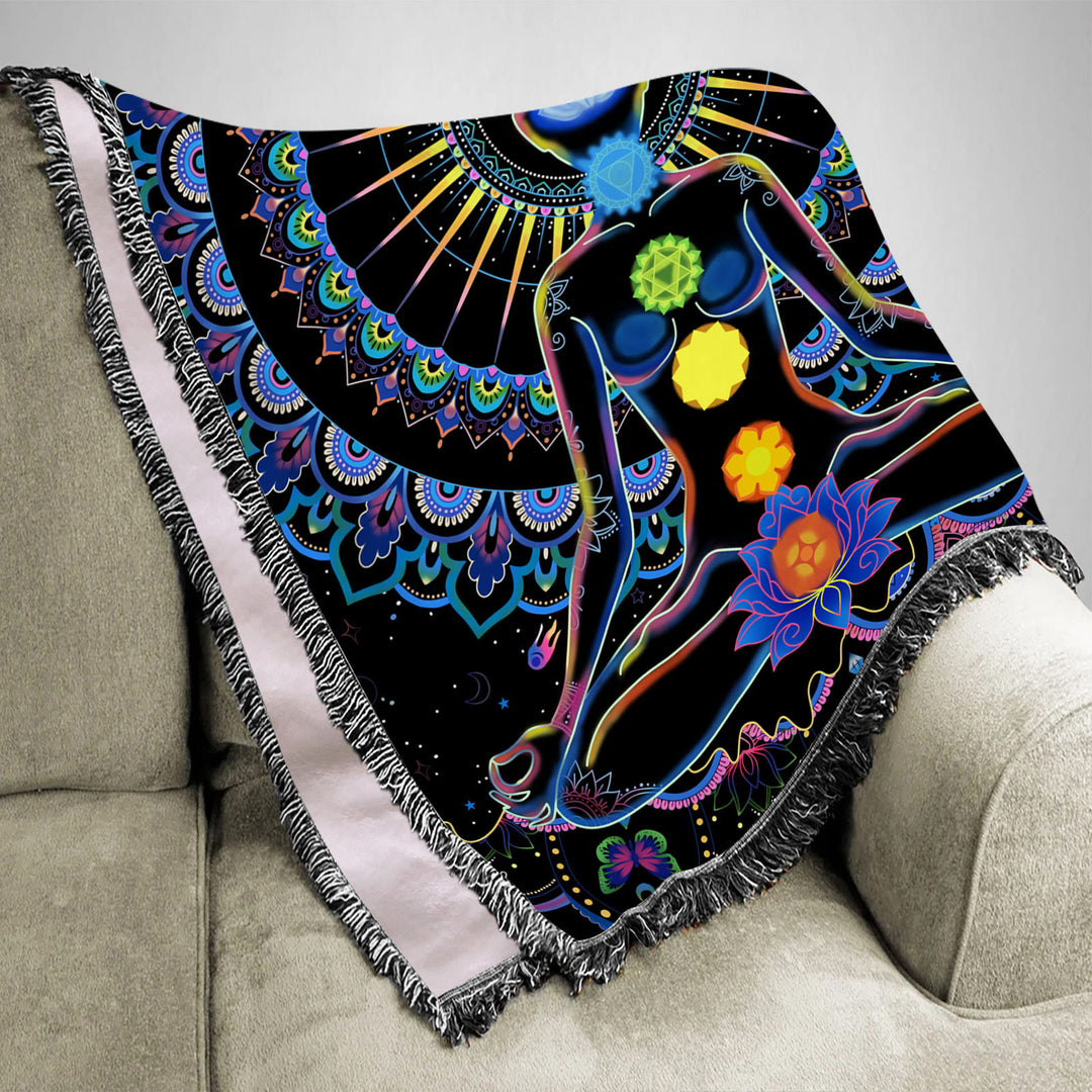 Olivenorma Meditation Chakra Pattern Lace Tassel Tapestry - image 2