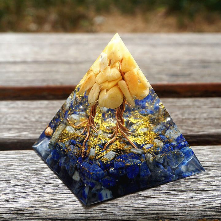 Olivenorma Yellow Aventurine With Lapis Lazuli Orgone Pyramid - image 2