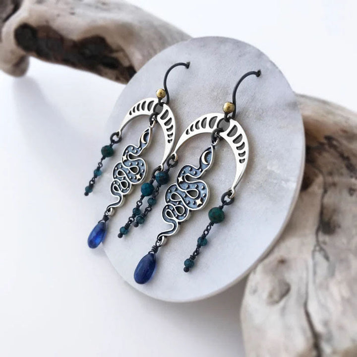 Olivenorma Moon Star Snake Earrings Sapphire Drop Witch Earrings - image 4