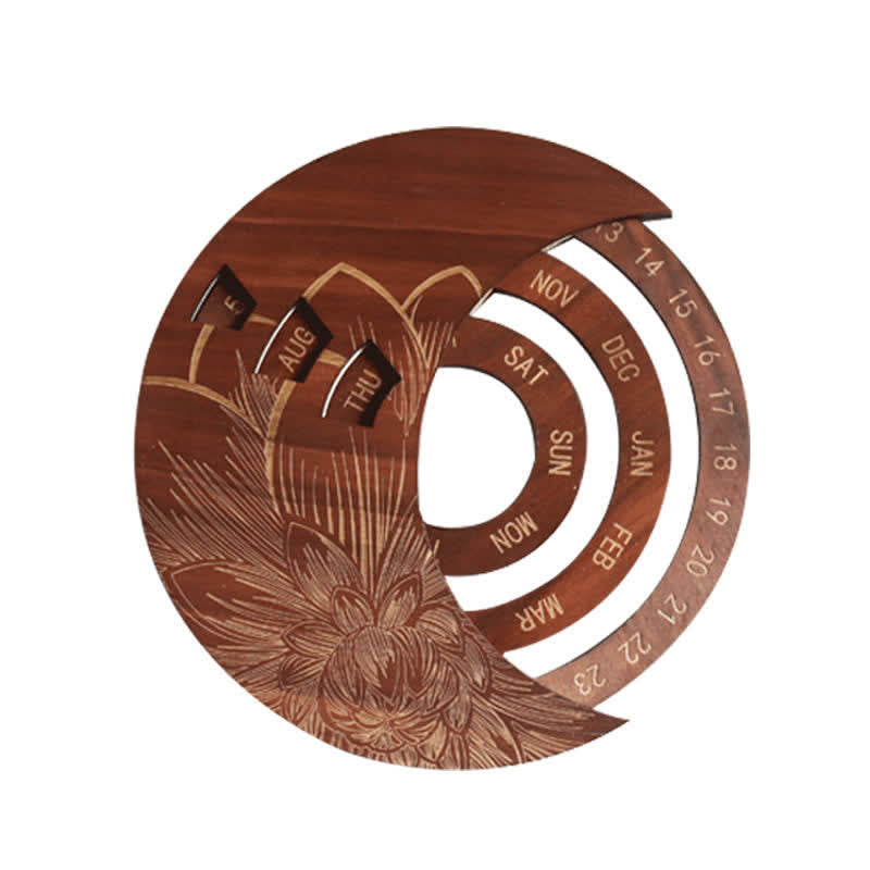 Olivenorma Circle Wooden Crescent Moon Perpetual Calendar Wall Decor - image 3