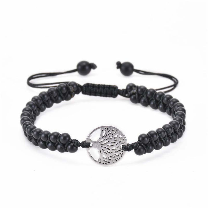Olivenorma Tree of Life Natural Crystal Double Braided Bracelet - Black Onyx - image 4