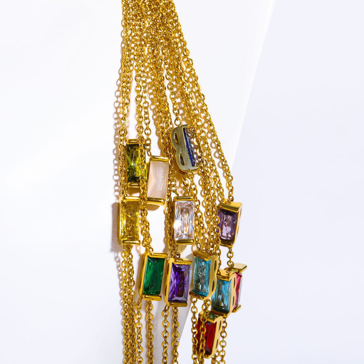 Olivenorma Simple Rectangular Birthstone Pendant Stainless Steel Necklace - image 34