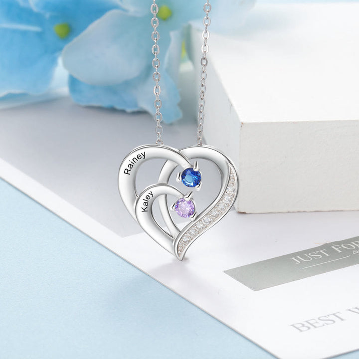 Olivenorma Personalized Birthstones Engraved Heart Necklace - image 2