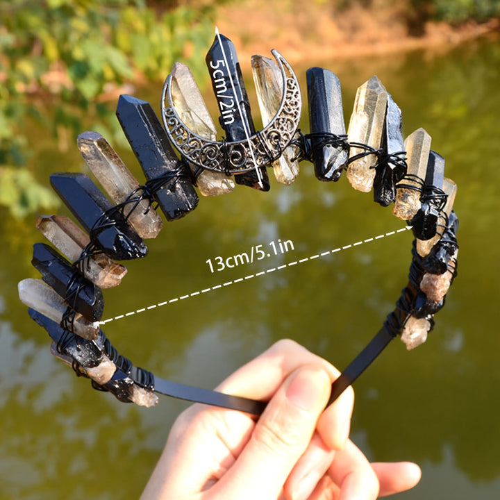 Olivenorma Clear Quartz Obsidian Moon Headband Crystal Crown - image 7