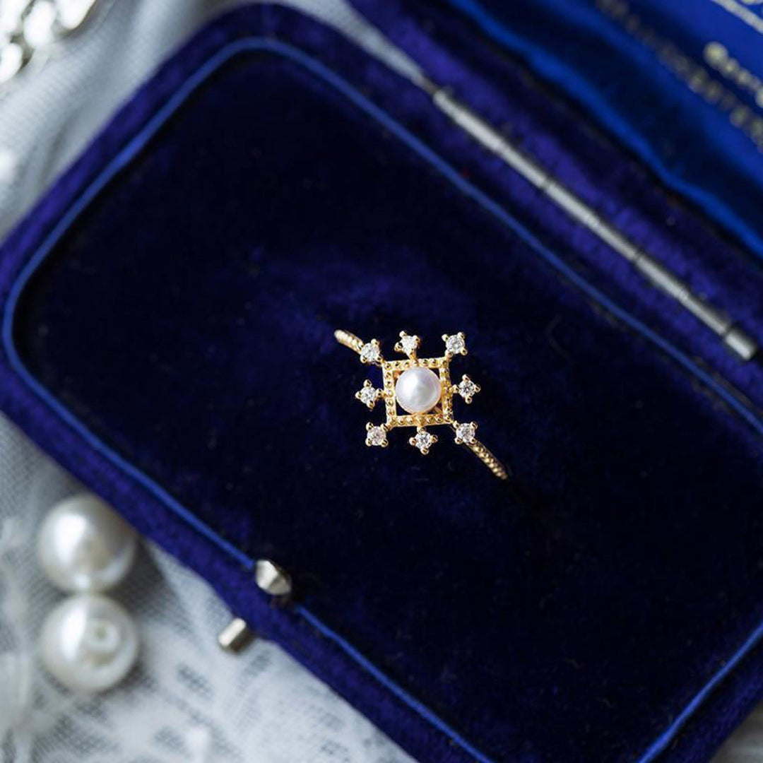 Olivenorma Romontic Flower Natural Pearl With Zircon Ring - image 2
