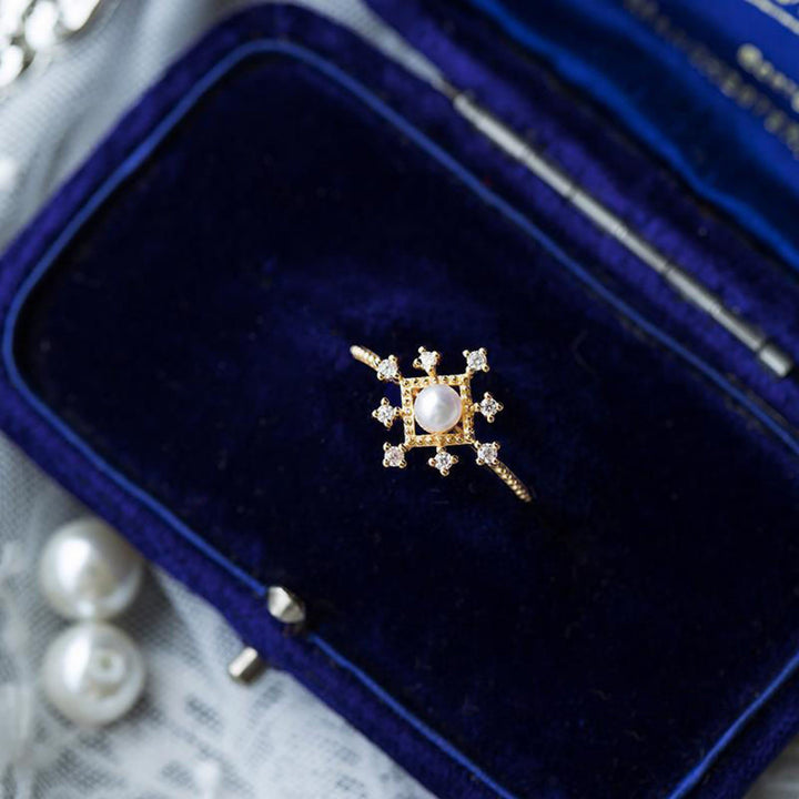 Olivenorma Romontic Flower Natural Pearl With Zircon Ring - image 2