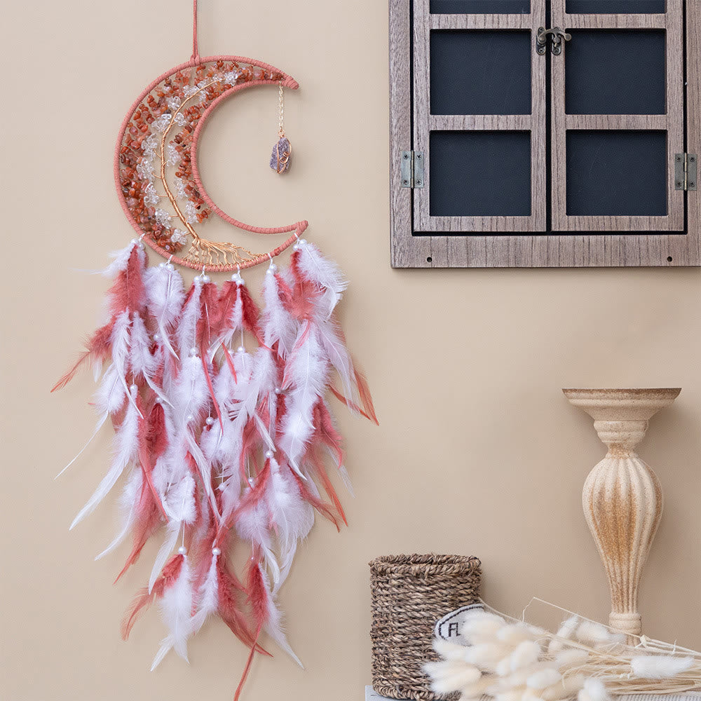 Olivenorma Natural Gravel Woven Tree of Life Moon Dream Catcher - image 2