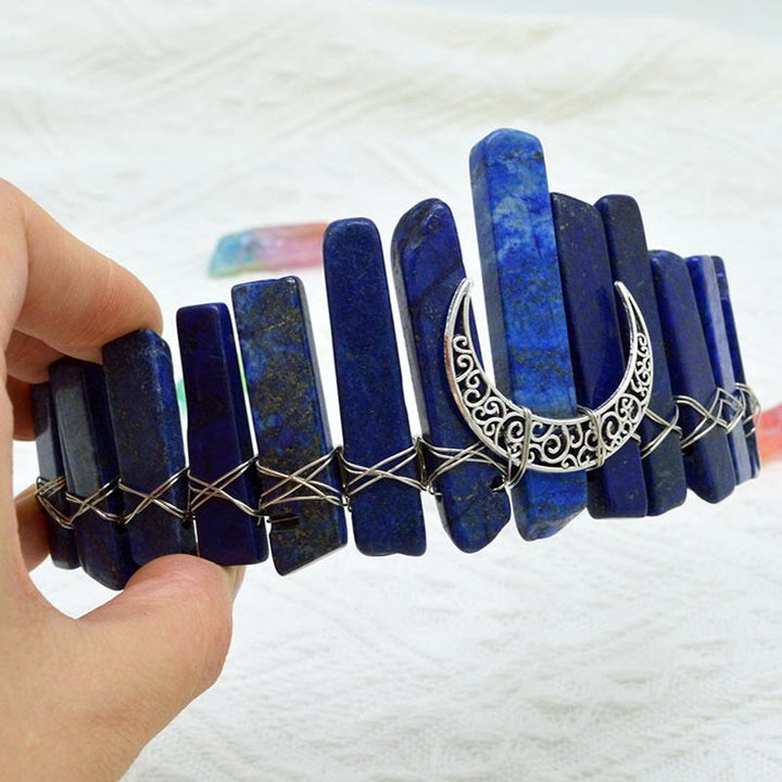 Olivenorma Natural Crystal Dragonfly Moon Accessory Crown Bridal Headband - Lapis Lazuli - image 8