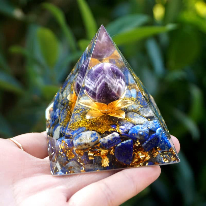 Olivenorma Positive Lotus Amethyst Sphere Orgone Pyramid - image 2