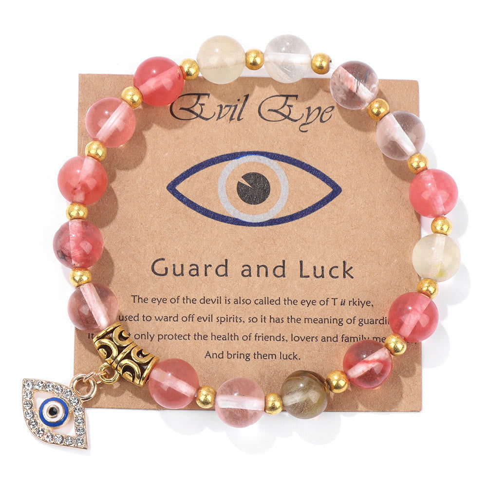 Olivenorma Natural Stone Bead Evil Eye Pendant Bracelet - Evil Eye&Red Smelting Quartz - image 21
