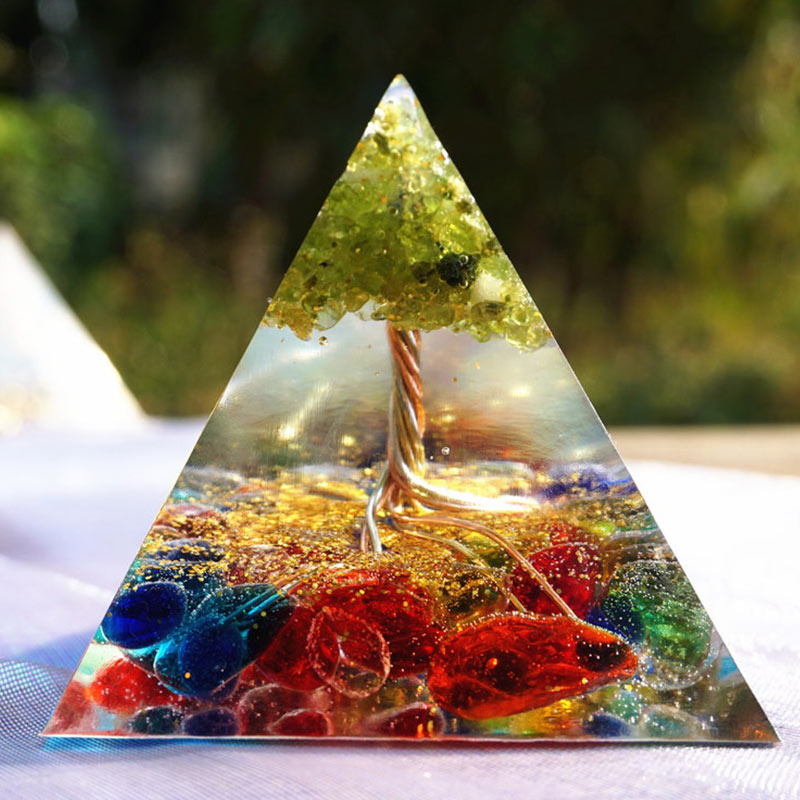 Olivenorma Fluorite Peridot Tree Of Life Orgone Pyramid - image 5