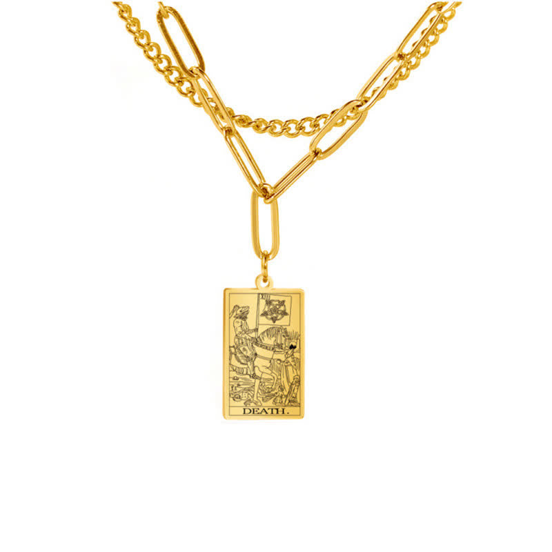 Olivenorma Tarot Card Double Chain Necklace - Gold - Death - image 11