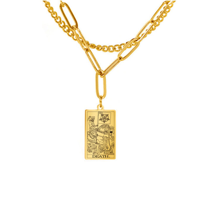 Olivenorma Tarot Card Double Chain Necklace - Gold - Death - image 11
