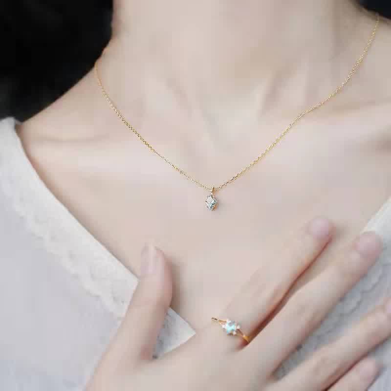 Olivenorma Dainty Rhombic Paraiba Tourmaline Necklace - image 1