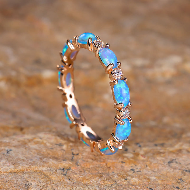 Olivenorma Purple Blue Opal Black Gold Ring - image 8