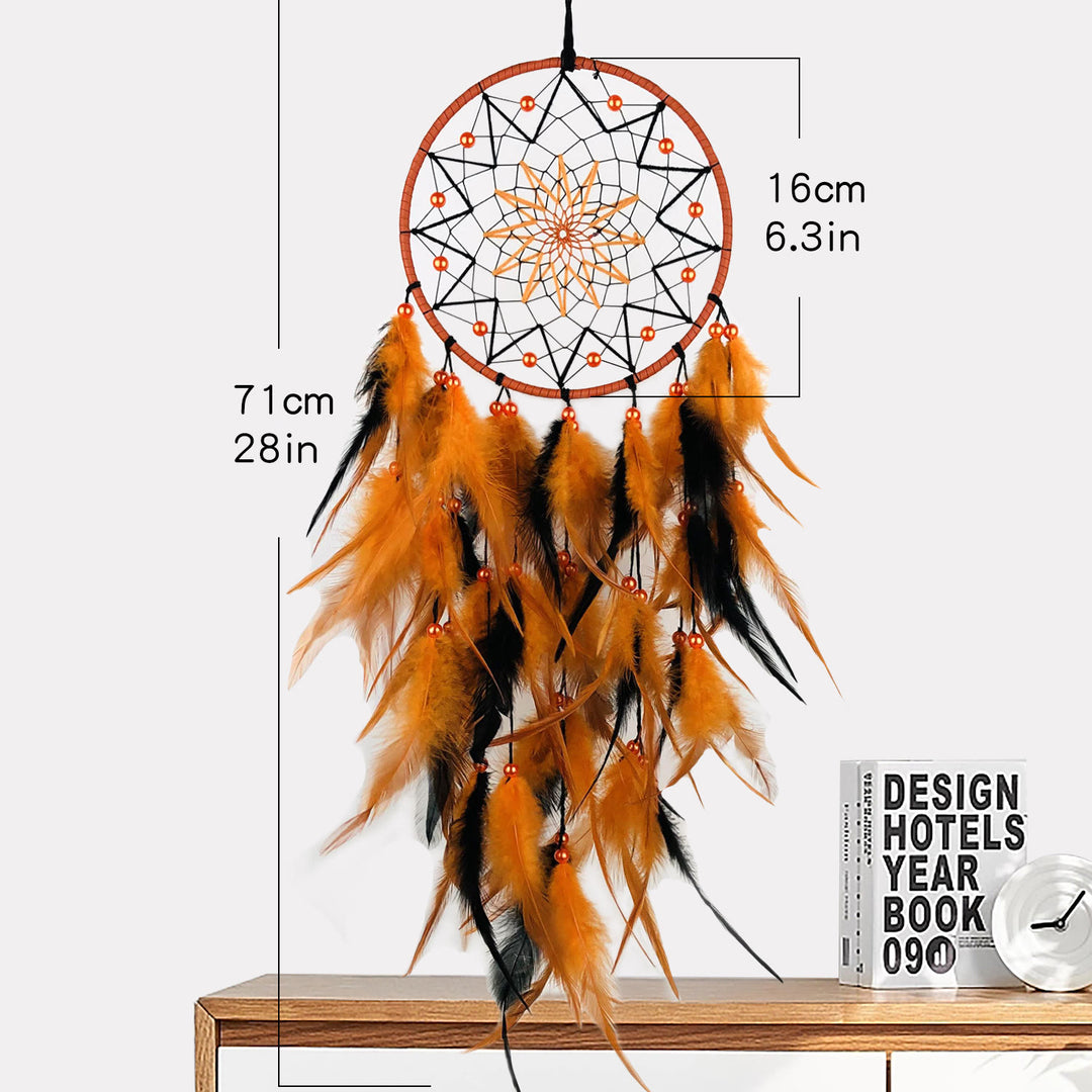 Olivenorma Acrylic Beads Orange Feather Handmade Halloween Dream Catcher - image 5