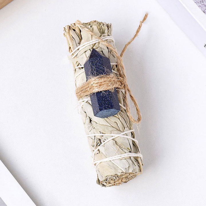 Olivenorma White Sage Hexagonal Prism Crystal Aromatherapy Gemstone Decoration - Blue Sandstone - image 29