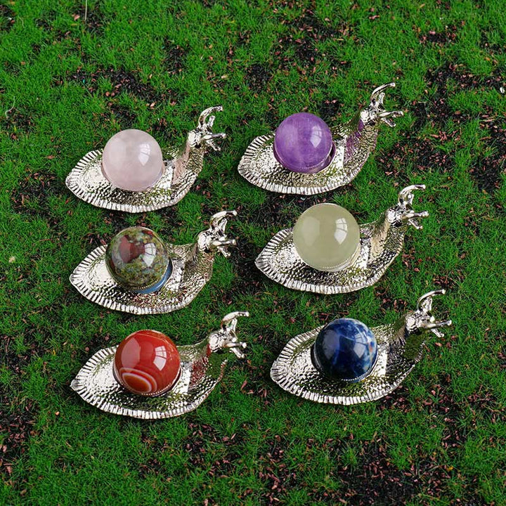 Olivenorma Natural Crystal Ball Holder Small Snail Gemstone Decoration - image 29