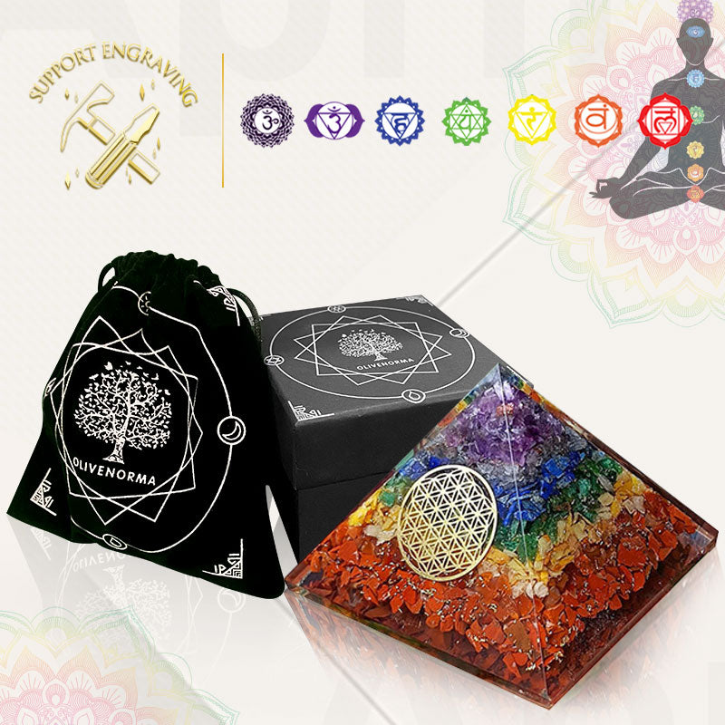 Olivenorma Chakra Flower Of Life Symbol Orgone Pyramid - image 1
