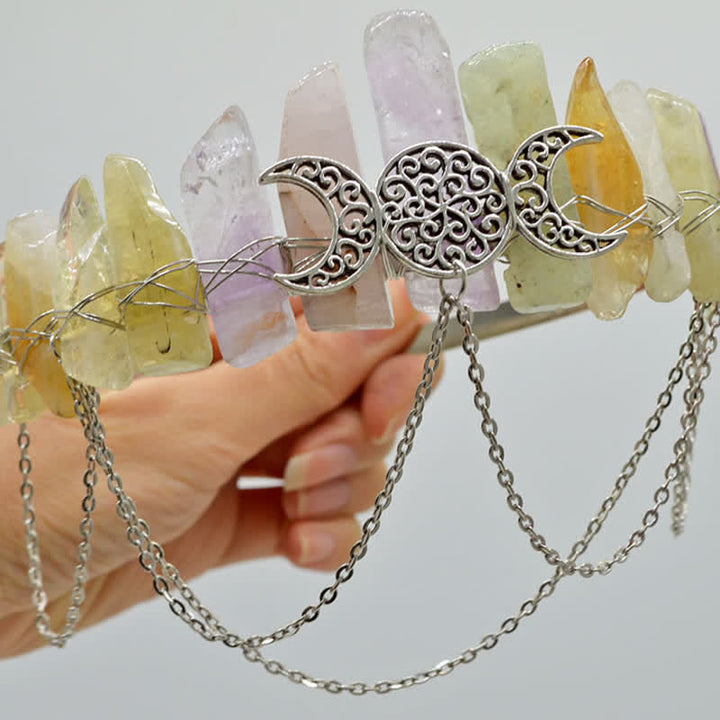 Olivenorma Cresent Moon Goddess Natural Crystal Crown - Colourful Crystals#1 - image 53