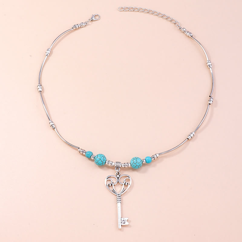 Olivenorma Turquoise Bohemian Love Key Pendant Necklace - image 4