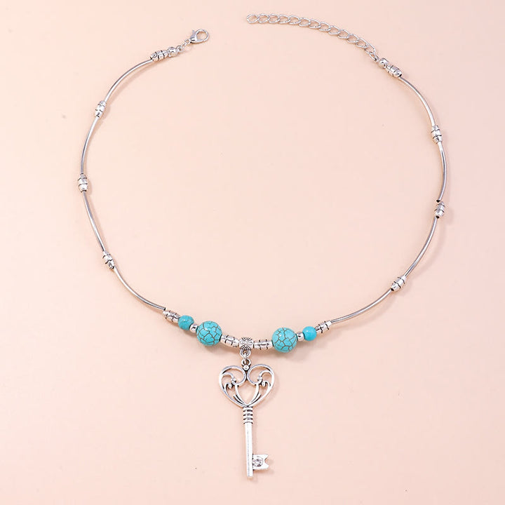 Olivenorma Turquoise Bohemian Love Key Pendant Necklace - image 4