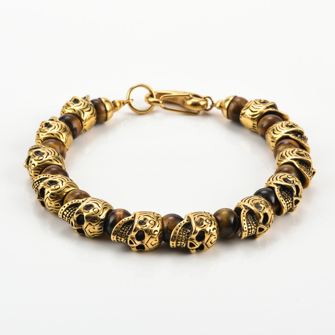 Olivenorma Natural Tiger Eye Handmade Stainless Steel Bracelet - Golden&Tiger Eye - image 9