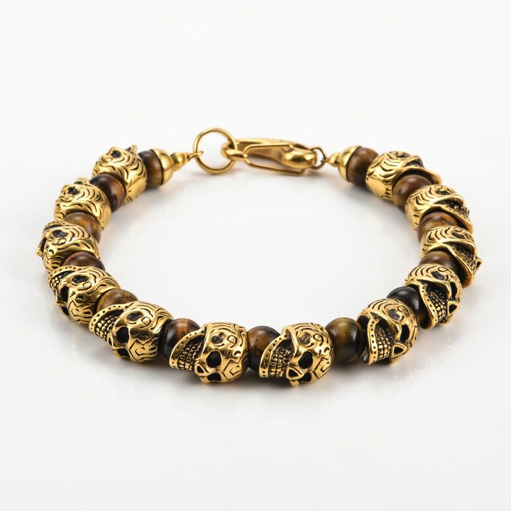 Olivenorma Natural Tiger Eye Handmade Stainless Steel Bracelet - Golden&Tiger Eye - image 9