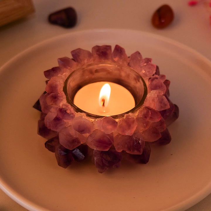Olivenorma Amethyst Tooth Cluster Candle Holder - Amethyst - image 0