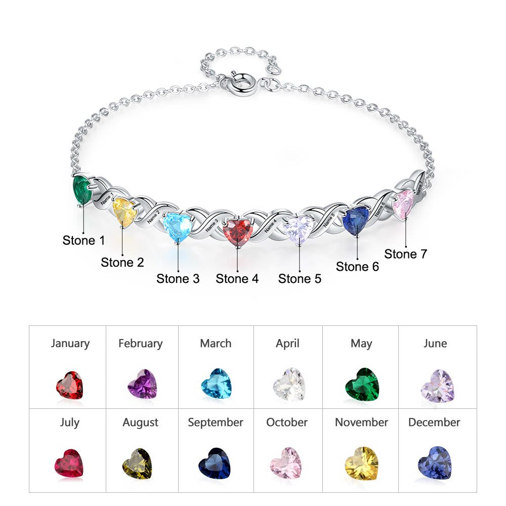 Olivenorma Custom Engraved Mothers Birthstone Bracelet - Silver - 7 Birthstone - image 6