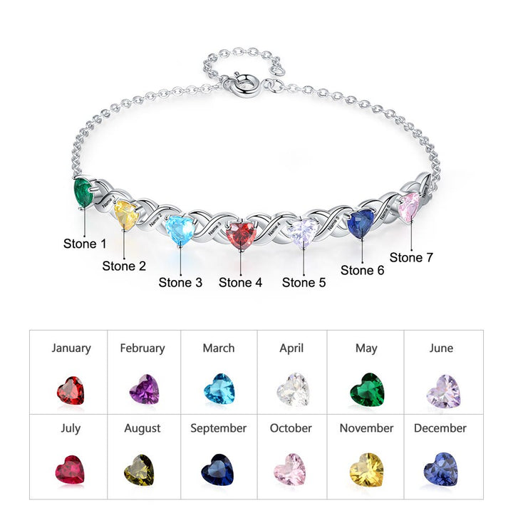 Olivenorma Custom Engraved Mothers Birthstone Bracelet - Silver - 7 Birthstone - image 6