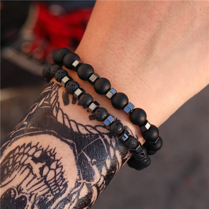 Olivenorma Lava Stone Mens Stretch Set Bracelet - image 1