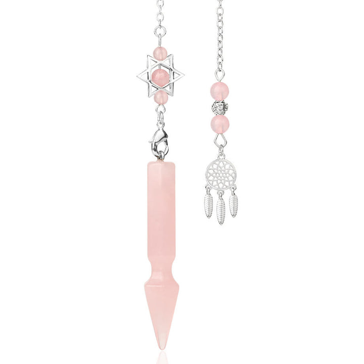 Olivenorma Natural Crystal Metatron Lotus Pendulum - Rose Quartz - image 5