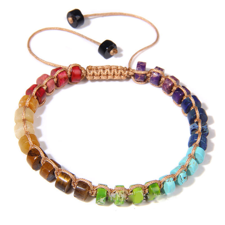 Olivenorma Natural Stone Wheel Bead Woven Bracelet - Chakra Stone - image 22