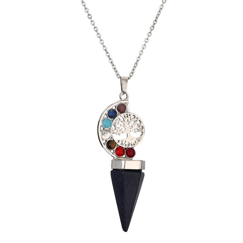 Olivenorma Hexacone Crystal Chakra Tree of Life Pendant Necklace - Chakra&Blue Sandstone - image 3