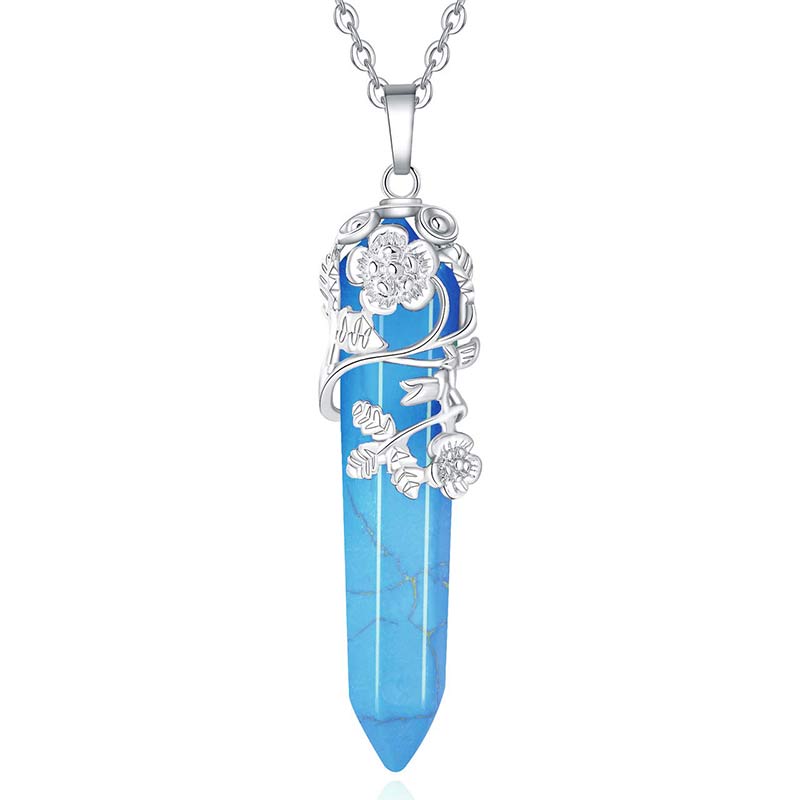 Olivenorma Natural Crystal Hexagonal Column Necklace - Blue Turquoise - image 23