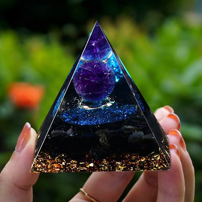 Olivenorma Amethyst Sphere With Blue Quartz Reki Orgone Pyramid - image 3