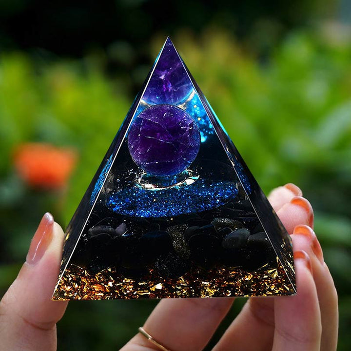Olivenorma Amethyst Sphere With Blue Quartz Reki Orgone Pyramid - image 3