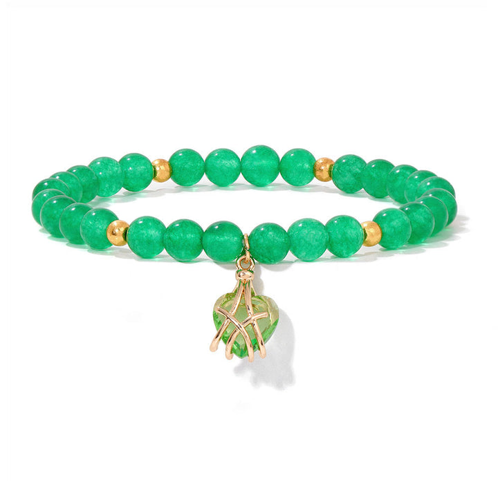 Olivenorma Natural Stone Heart Love Charm Bracelet - Green Aventurine - image 24