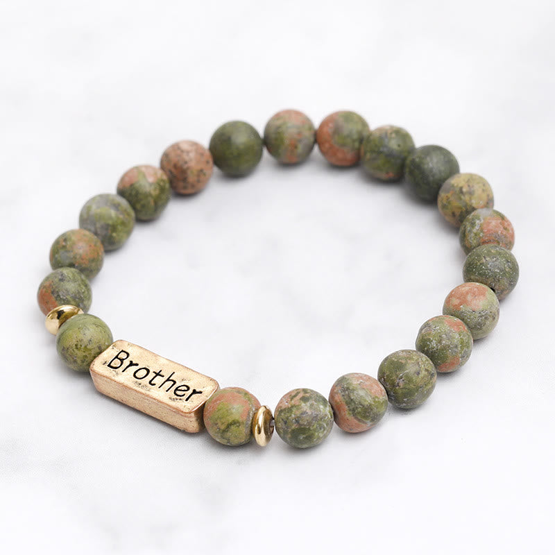 Olivenorma Natural Gemstone Brother Engraving Bracelet - image 3