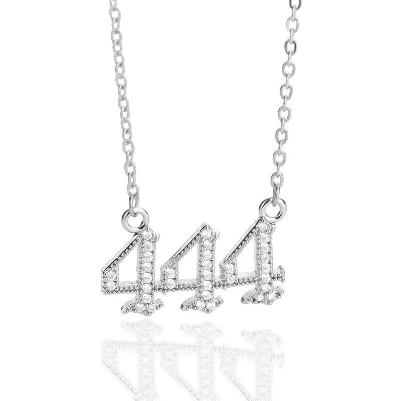 Olivenorma Zircon Angel Number Necklace - Silver - 444 - image 20