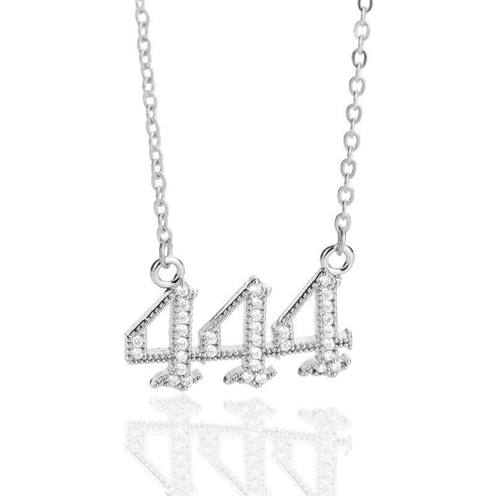 Olivenorma Zircon Angel Number Necklace - Silver - 444 - image 20