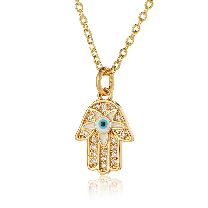 Olivenorma Epoxy Evil Eye Hamsa Heart Shape Necklace - HAMSA & Evil Eye - image 3