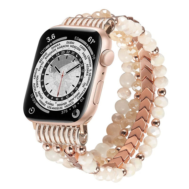 Olivenorma Alloy Arrow Crystal Beaded Watch Strap Bracelet - Pink - 42-45mm - image 3