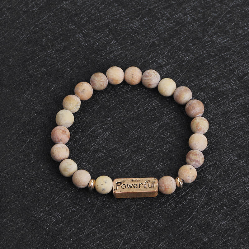 Olivenorma Natural Gemstone Love Powerful Engraving Bracelet - Agalmatolite&Powerful - image 17