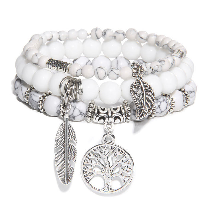 Olivenorma "Nature's Healing Moments" Tree Of Life 3 Pieces Bracelet Set - White Turquoise - image 3