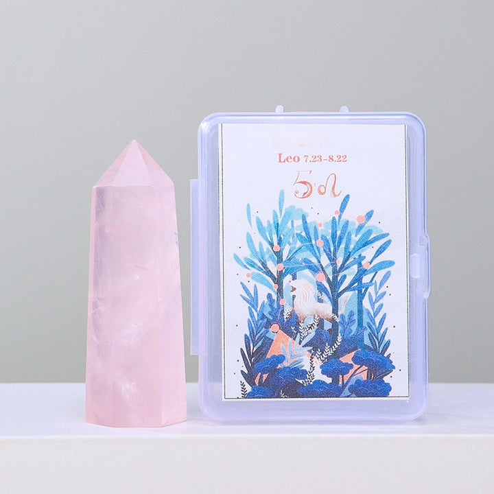 Olivenorma Natural Crystal Wands Pillar Twelve Constellation Set Ornament - Leo-Rose Quartz - image 9