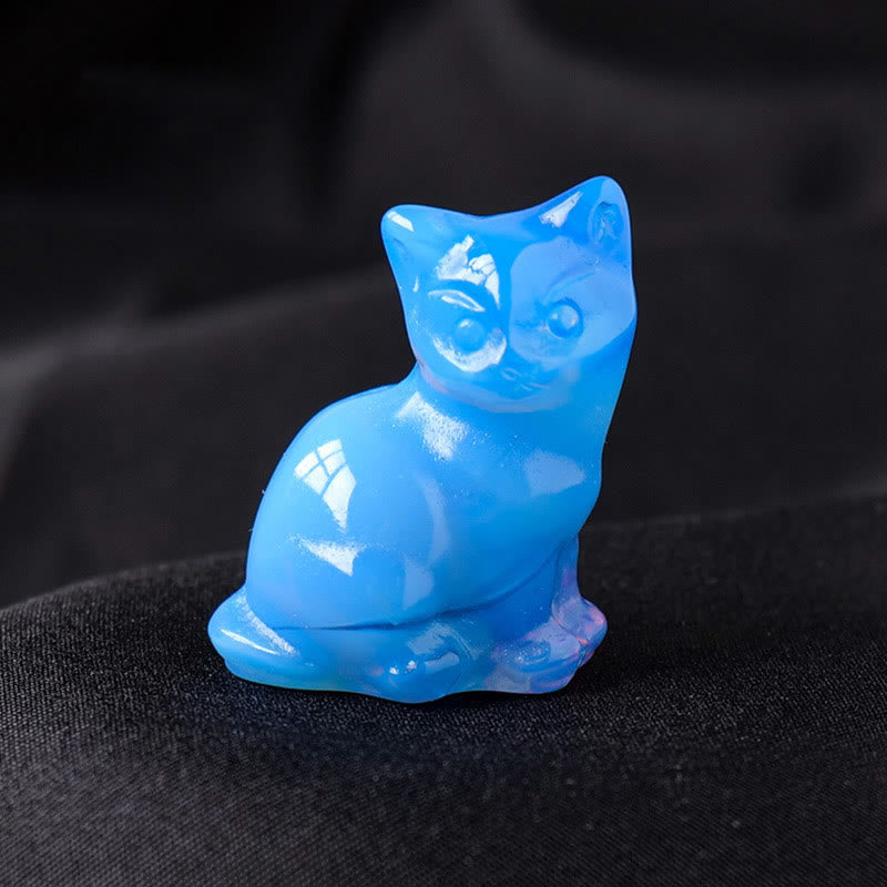 Olivenorma Natural Crystal Lucky Cat Carved Gemstone Decoration - Blue Opalite - image 42