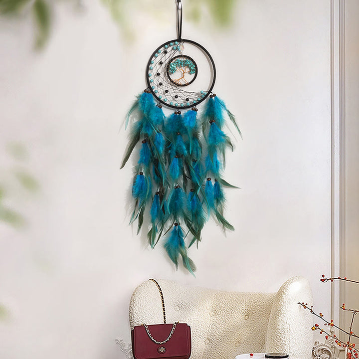 Olivenorma LED Turquoise Tree Of Life Feather Dream Catcher - image 9